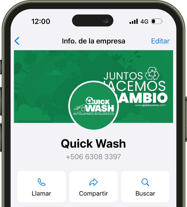 App QuickWash CR en el celular